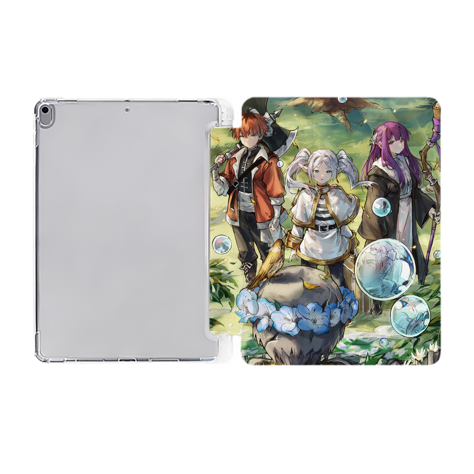 （画像用） 葬送のフリーレン Frieren IPad ケース ペン収納付き 三つ折りスタンド PUレザー×シリコン 対応機種9.5/10.5/10.9インチ